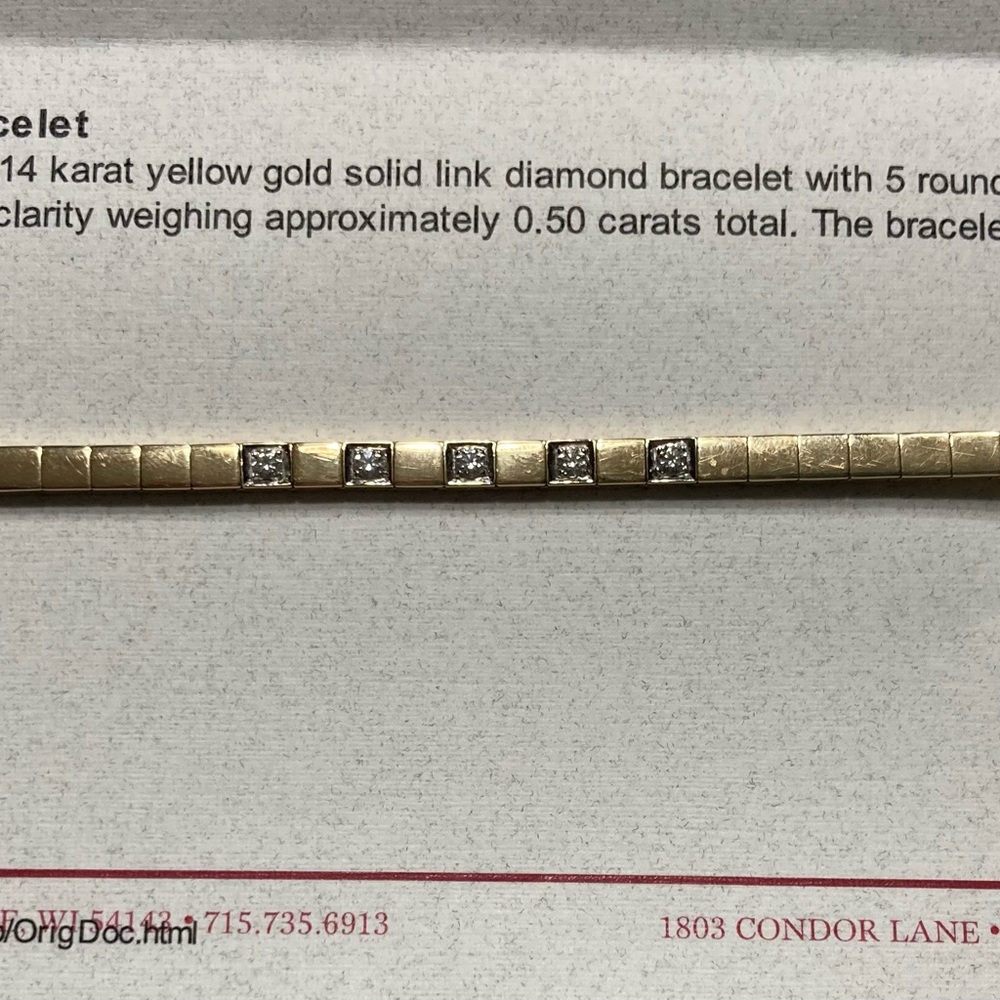 14K Beautiful and unique solid link diamond bracelet - Picture 5 of 13